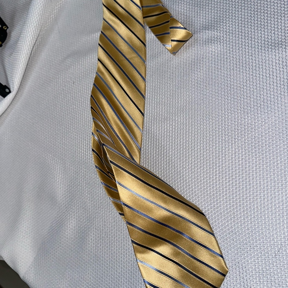 Classic Gold and Blue Striped Tie